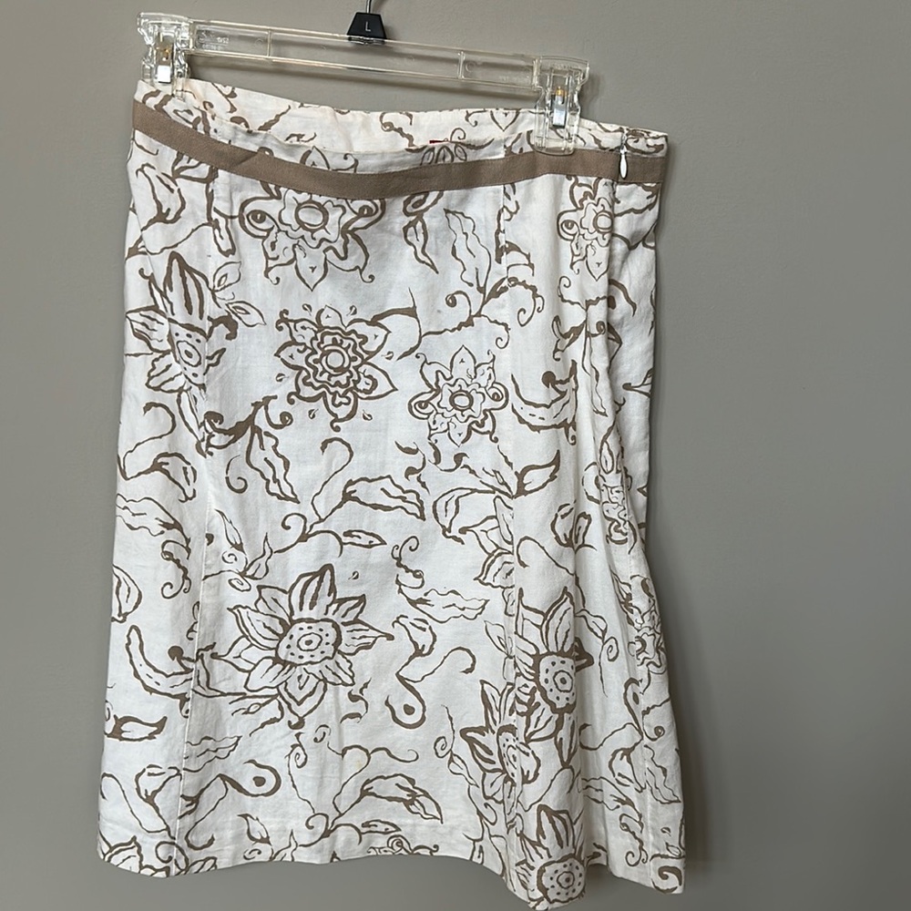 espirit Floral Patterned Skirt - Cream and Brown